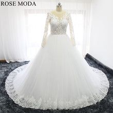 Load image into Gallery viewer, rosemoda-illusion-ball-gown-wedding-dress-with-long-sleeve-a.jpg
