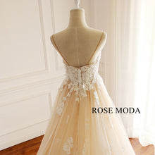 Load image into Gallery viewer, rosemoda-illusion-champagne-lace-a-line-wedding-dress-f.jpg
