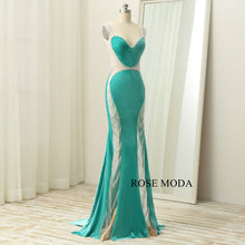 Load image into Gallery viewer, rosemoda-illusion-crystal-velvet-sheath-evening-dress-b.jpg
