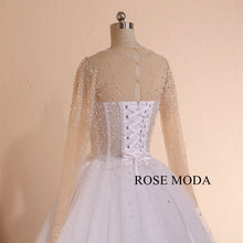 Load image into Gallery viewer, rosemoda-illusion-rhinestones-bodice-ball-gown-wedding-dress-h.jpg
