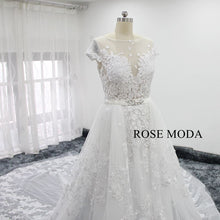 Load image into Gallery viewer, rosemoda-illusion-sheath-lace-wedding-dress-with-detachable-skirt-b.jpg
