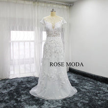 Load image into Gallery viewer, rosemoda-illusion-sheath-lace-wedding-dress-with-detachable-skirt-e.jpg
