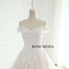 Load image into Gallery viewer, rosemoda-ivory-over-blush-lace-ball-gown-wedding-dress-e_9c872667-571e-40c6-af98-9402c737debf.jpg
