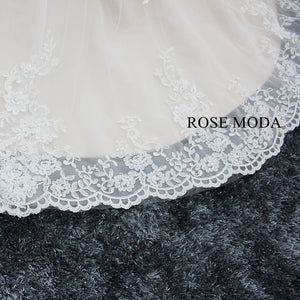 Rosemoda Ivory Over Blush Lace Mermaid Wedding Dress