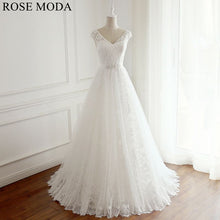 Load image into Gallery viewer, rosemoda-lace-a-line-wedding-dress-with-cut-out-back-a.jpg
