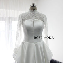 Load image into Gallery viewer, rosemoda-lace-and-satin-a-line-wedding-dress-with-cut-out-back-d.jpg
