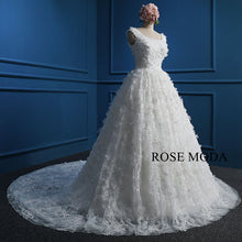 Load image into Gallery viewer, rosemoda-lace-flowers-ball-gown-wedding-dress-b.jpg
