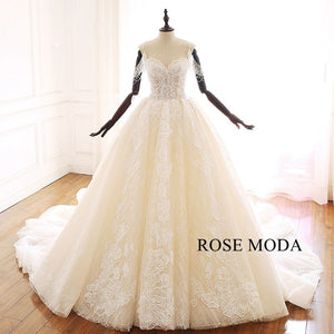 Rosemoda Embroidered Lace Illusion Ball Gown Wedding Dress