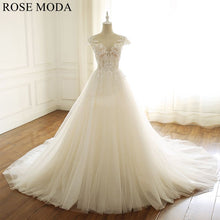 Load image into Gallery viewer, rosemoda-lace-illusion-glitter-ball-gown-wedding-dress-a.jpg
