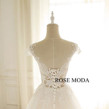 Load image into Gallery viewer, rosemoda-lace-illusion-glitter-ball-gown-wedding-dress-e.jpg
