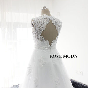 Rosemoda Short Lace Wedding Dress With Removable Skirt