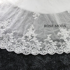 Rosemoda Short Lace Wedding Dress With Removable Skirt