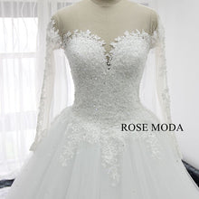 Load image into Gallery viewer, rosemoda-long-sleeve-beaded-lace-ball-gown-wedding-dress-c.jpg
