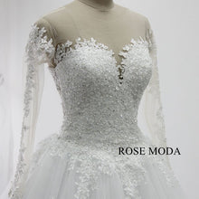 Load image into Gallery viewer, rosemoda-long-sleeve-beaded-lace-ball-gown-wedding-dress-d.jpg
