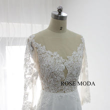 Load image into Gallery viewer, Rosemoda Long Sleeve Illusion Chiffon Mermaid Wedding Dress
