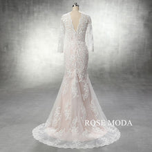 Load image into Gallery viewer, rosemoda-long-sleeve-lace-sheath-wedding-dress-d.jpg
