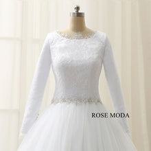 Load image into Gallery viewer, rosemoda-long-sleeve-muslim-ball-gown-wedding-dress-e.jpg
