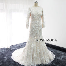 Load image into Gallery viewer, rosemoda-long-sleeve-muslim-lace-mermaid-wedding-dress-c.jpg
