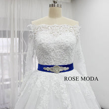 Load image into Gallery viewer, rosemoda-long-sleeve-off-shoulder-ball-gown-with-removable-crystal-belt-d.jpg
