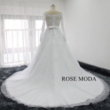 Load image into Gallery viewer, rosemoda-long-sleeve-off-the-shoulder-ball-gown-wedding-dress-f.jpg
