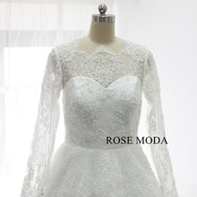 Load image into Gallery viewer, rosemoda-long-sleeve-pearl-chantilly-lace-ball-gown-wedding-dress-c.jpg
