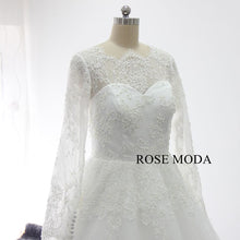 Load image into Gallery viewer, rosemoda-long-sleeve-pearl-chantilly-lace-ball-gown-wedding-dress-d.jpg
