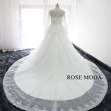 Load image into Gallery viewer, rosemoda-long-sleeve-pearl-chantilly-lace-ball-gown-wedding-dress-e.jpg
