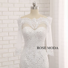 Load image into Gallery viewer, rosemoda-long-sleeve-scallop-off-the-shoulder-delicate-beading-mermaid-wedding-dress-e.jpg
