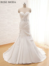 Load image into Gallery viewer, Rosemoda Asymmetrical Draped Satin Mermaid Wedding Dress
