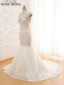 Rosemoda Lace Mermaid Wedding Dress with Removable Bolero