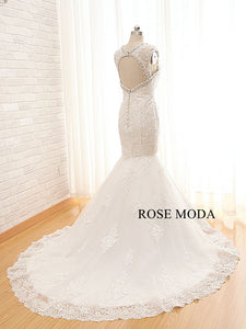 Rosemoda Lace Mermaid Wedding Dress with Removable Bolero