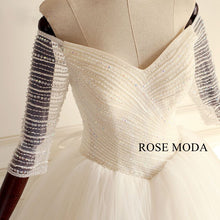 Load image into Gallery viewer, rosemoda-off-the-shoudler-beaded-ball-gown-wedding-dress-d.jpg
