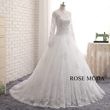 Load image into Gallery viewer, rosemoda-off-the-shoudler-chantilly-lace-ball-gown-wedding-dress-b.jpg
