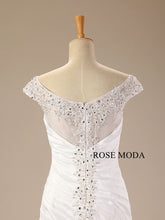 Load image into Gallery viewer, rosemoda-off-the-shoulder-pleated-taffeta-sheath-wedding-dress-f.jpg
