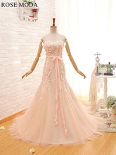 Load image into Gallery viewer, rosemoda-pink-delicate-beading-mermaid-wedding-dress-a.jpg
