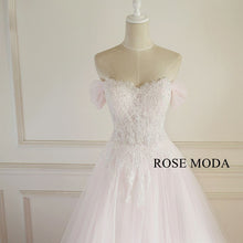 Load image into Gallery viewer, rosemoda-pink-lace-a-line-wedding-dress-e.jpg
