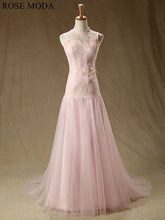 Load image into Gallery viewer, rosemoda-pink-sheath-wedding-dress-a.jpg
