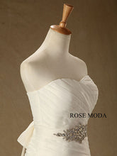 Load image into Gallery viewer,     rosemoda-ruffled-organza-mermaid-wedding-dress-with-detachable-crystal-belt-e.jpg
