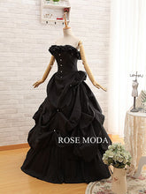 Load image into Gallery viewer, rosemoda-ruffled-taffeta-black-wedding-dress-c.jpg
