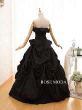 Load image into Gallery viewer,     rosemoda-ruffled-taffeta-black-wedding-dress-d.jpg
