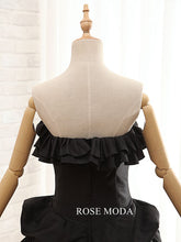 Load image into Gallery viewer,     rosemoda-ruffled-taffeta-black-wedding-dress-g.jpg
