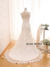 Load image into Gallery viewer, Rosemoda Sheath Wedding Dress with Key Hole Cut Out Back
