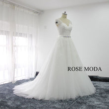 Load image into Gallery viewer, rosemoda-short-lace-wedding-dress-with-removable-skirt-h.jpg
