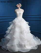 Load image into Gallery viewer, rosemoda-square-neckline-tired-organza-ball-wedding-gown-a.jpg
