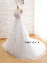 Load image into Gallery viewer, Rosemoda Beaded Sweetheart Dropped A Line Wedding Dress with Floral Beading Lace
