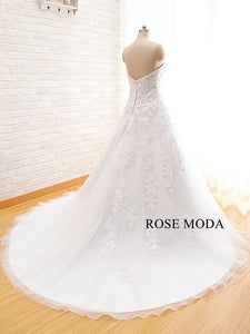 Rosemoda Beaded Sweetheart Dropped A Line Wedding Dress with Floral Beading Lace