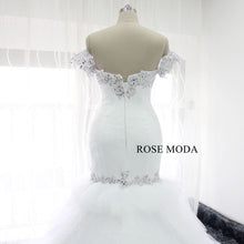 Load image into Gallery viewer, rosemoda-tiered-tufted-mermaid-wedding-dress-f.jpg
