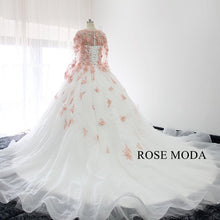 Load image into Gallery viewer, rosemoda-white-pink-organza-ball-gown-wedding-dress-h.jpg
