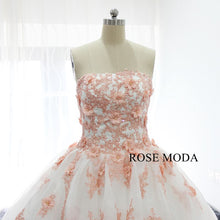 Load image into Gallery viewer, rosemoda-white-pink-organza-ball-gown-wedding-dress-l.jpg
