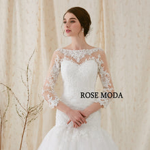 Load image into Gallery viewer, Rosemoda Custom Made Trumpet Wedding Dress With Three Quarter Sleeve Lace Bridal Gown
